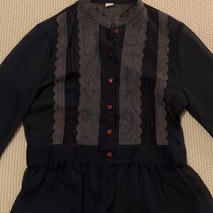 Vkei styled Black Blouse with Red Buttons